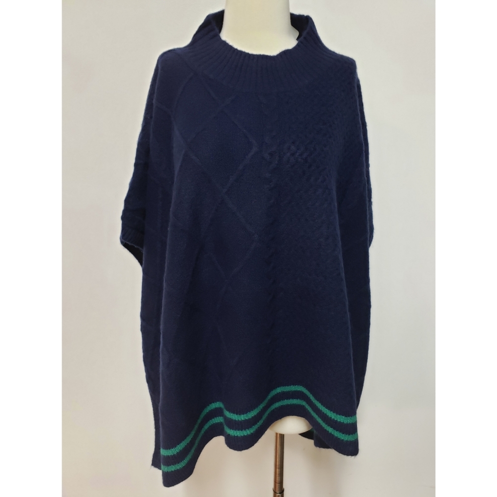 💯%Free people Harbour Stripe Cable Poncho - Picture 9 of 12